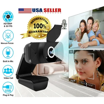 W8 Full HD 1080P Webcam cu Confidențialitate Acoperă Dual Built-in Microfon USB Camera Web