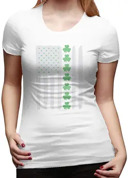 Steagul American Trifoi Irlandez Femei Bază Maneca Scurta Top Echipajul Gât T-Shirt