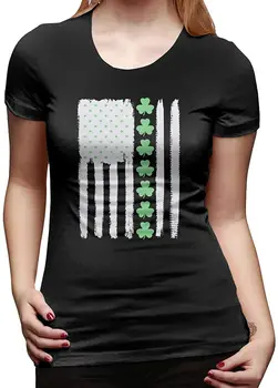Steagul American Trifoi Irlandez Femei Bază Maneca Scurta Top Echipajul Gât T-Shirt