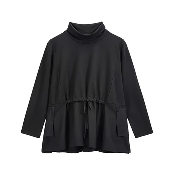 Vintage 2021 Maneca Lunga Guler bluza Femei Vrac supradimensionate moda femei jachete