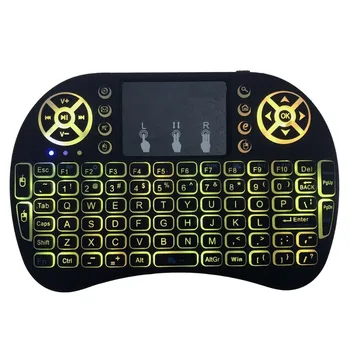 Jeleu Pieptene 2.4 G Wireless Mini Tastatură rusă 7color Tastatura Iluminata Zbor Air Mouse cu Touchpad Remote Control Android TV Box