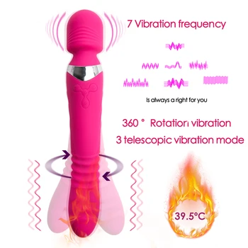 7 trepte de Incalzire Vibrator Rotație penetrare penis artificial AV Magic Wand Massager G spot Vibratoare Stimulator Clitoris jucarii sexuale pentru Femei
