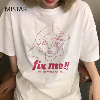 Repara-Mi Scrisoarea Imprimate Harajuku Tricou Femei Casual Alb Topuri Fashion Casual Tricou Maneca Scurta Grafic Teuri Pentru Femei