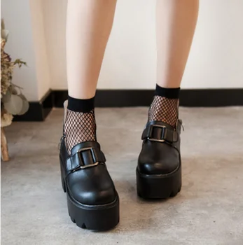 Lolita Gotic cap rotund pantofi Mary Jane Japoneze studente JK uniformă piele PU platforma curea rezistent la apa de mare-h