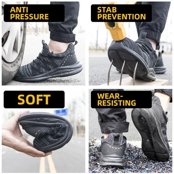 Dropshipping Pantofi de protecție Cizme de Oțel Toecap Cizme de Siguranță Standard European Anti-sparge Anti-puncție Barbati Sport Black Pantofi de Lucru
