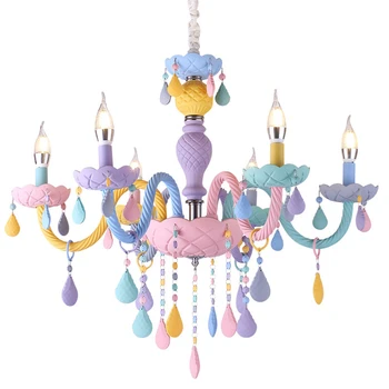 Modern Macaron Colorate Candelabru de Cristal Curcubeu Lumânare lustru American fata de printesa pentru Copii camera de corpuri de Iluminat corpuri de iluminat