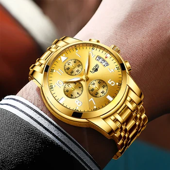 LIGE 2020 Bărbați Ceas Sport Barbati Ceasuri de Top de Brand de Lux de Aur Dial Chronograph Ceas de mână de Om Cuarț ceas Relogio Masculino+cutie