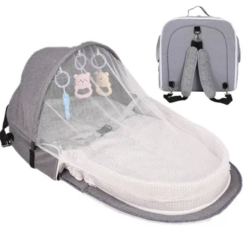 Portabil Pat 3pcs Multifuncțional de Călătorie de Protecție solară Plasă de Țânțari Jucării pentru Copii Pliabil Respirabil Mami Geanta Baby Nest Bed