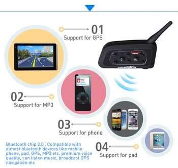 Fodsports 2 buc V6 Pro Casca Interfon Motocicleta Casca Bluetooth setul cu Cască pentru 6 Piloti BT Wireless Intercomunicador Interfon