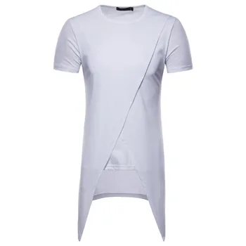 MIXCUBIC noua moda de vara coreeană stil unic neregulate de design t-shirt pentru bărbați secțiunea Lung casual slim tricouri barbati,marimea S-XXL