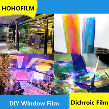 HOHOFILM 2Colors 45cmx400cm Curcubeu Irizate de film fereastră,Decorative Dichromic sticlă Efect de Curcubeu Fereastră Decorare Autocolant