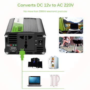 Onever Invertor 12v 220v 2000W Putere Invertor DC-AC 12V La 220V Masina Convertor de Tensiune cu USB Masina Încărcător pentru iPhone 6 7 8