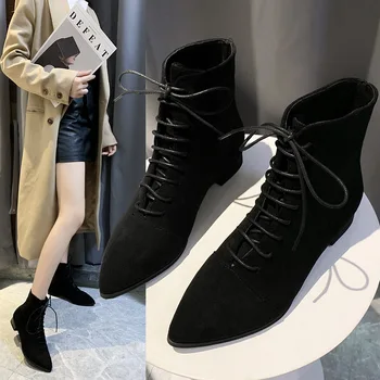2020 Cizme De Moda Pentru Femei Pantofi Casual Elegant Doamnelor Glezna Cizme Casual Femei Negru Încălțăminte A2873