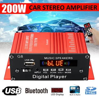 100+100W 12V Audio Amplificador HIFI Audio Amplificator de Putere Stereo bluetooth pentru Masina de Muzică Amplificatoare de Radio FM USB/TF/AUX G8