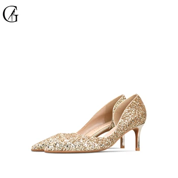 GOXEOU Pompe de Femei 8 Culori D ' Orsay Gradient de Culoare Glitter Subliniat Toe 6 cm Tocuri inalte Petrecere de Nunta Pantofi de Moda Dimensiune 32-46