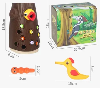 Familia Jucării Ciocănitoarea Magnetic Prinde Viermele Hrana Animalelor Joc Păsări Mici Copii Educa Pescuit Jucarii Set de Copii Cadou Kit