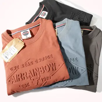 2020 Toamna Noua Moda pentru Bărbați Bumbac Scrisoarea Imprimate T-shirt, cu Mâneci Lungi O-gât American Retro Bottom Tricou