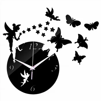 Ceas de perete cu Design Modern Ceasuri Pentru Decor Acasă Acril Oglindă Ceasuri Fluture Elfi Acasă Decorare Camera de zi HG0224