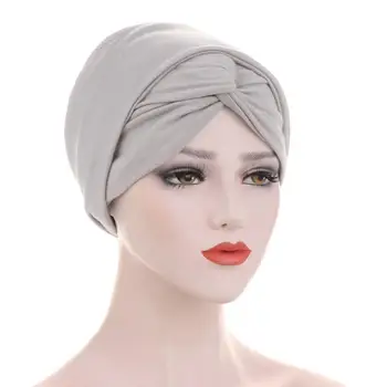 Caciula Cap De Folie Hairband Femeile Musulmane Frunte Crucea Înnodate Bumbac Lung Turban Pălărie Cancer Chimioterapie Chimioterapia Beanie Cap