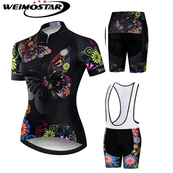 Flori negre WEIMOSTAR Ciclism Jersey 2018 Echipa Pro Ropa ciclismo Ciclism de Îmbrăcăminte pentru Femei la vale jersey Ciclism Set