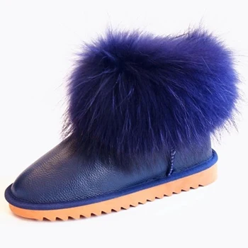 RUIYEE femei de moda de iarnă 2018 nou piele cizme de blană de vulpe cizme din piele plus catifea cizme de iarna cizme de zăpadă