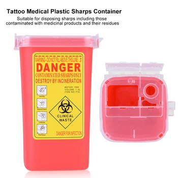 Portabil 1L Medicale Plastic Dur Tatuaj Deșeurilor Box Flip-top Capac Medicale Container Biohazard Ace Dispoziția Galben/Rosu