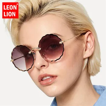LeonLion 2021 fără ramă Ocean de Lentile de ochelari de Soare pentru Femei Brand Designer UV400 Clasic Ochelari Gafas de Metal Ochelari Ochelari Pentru Barbati/Femei