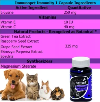 ZooTech®Immunopet Imunitate Comprimat de 50 de Bucăți Stimularea Sistemului Imunitar Supliment de Vitamine si Minerale Aminoacizi pentru Câini și Pisici cel Mai bun