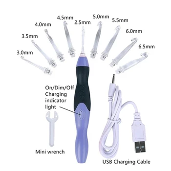 LED Andrele Set 9pcs Schimb croșete Cu Lumina Reîncărcabilă USB Țesut Pulover Accesorii de Cusut Instrumente