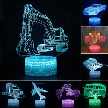 Masina Acril 3D Holograma Lampă 7 Culori Schimbă Lumina de Noapte pentru Copii Touch Comutator lumini Colorate LED-uri USB lampa de Birou Atmosfera lampa D30