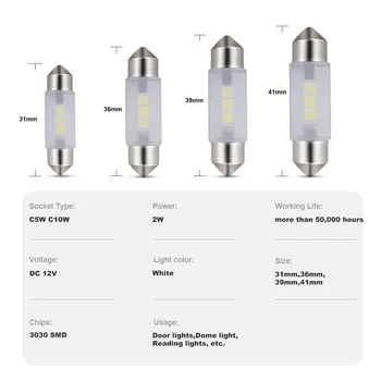 ANMINGPU 2X Lampa Semnal Festoon C5W Led-uri Canbus 31mm 36mm 39mm 41mm 3030SMD C10W LED Interior veioze Cupola de Lumina Alba 12V