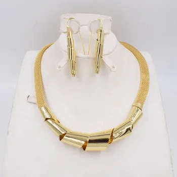 NOI, de Înaltă Calitate Italia 750 de Aur de culoare Set de Bijuterii Pentru Femei africane margele de moda set colier cercei bijuterii