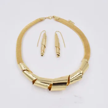 NOI, de Înaltă Calitate Italia 750 de Aur de culoare Set de Bijuterii Pentru Femei africane margele de moda set colier cercei bijuterii