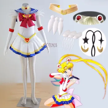 Athemis Anime Sailor Moon Tsukino Usagi Super S Cosplay Costum Personalizate Orice Dimensiune Rochie și Bijuterii