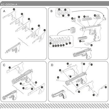 1:1 din Lemn Asamblate Pistol de Jucărie Puzzle 3D DIY Manual Jucărie de Construcție instituțională Jucarii