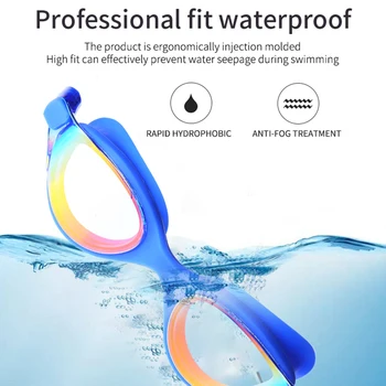 YUELANG Profesionale Ochelari de Înot de Înot cu dopuri de urechi Impermeabil ochelari Anti-Ceata, Anti-UV Silicon Ochelari Argintat