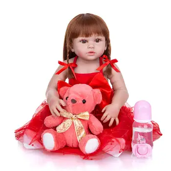 KEIUMI 23 Inch Renăscut Papusa Copii Menina Plin de Silicon Corpul Prințesă Drăguț Fată Nou-născut Papusa Bonecas Pentru Învățământ Cadou DIY Jucărie