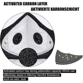 2 buc Fata de Gura Masca Anti-Virus Negru Filtru de Carbon activ Mouthmask Pentru Unisex Anti-praf Gura Masca de fata Lavabil#1