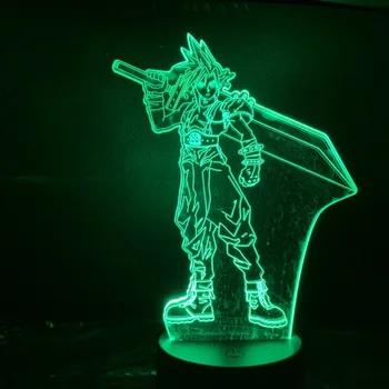 3D Led Lumina de Noapte Gmae Final Fantasy Lumina Cloud Strife Figura LED-uri Decorative Veioza copii Copii Baieti Cool 3D Cadou Lumină