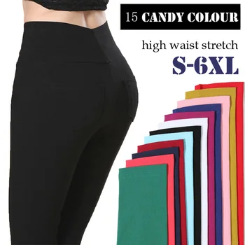 S-6XL15 Culori Noi de Iarna Plus Dimensiune Pantaloni pentru Femei de Moda Bomboane de Culoare Slab înaltă talie elastic Pantaloni se Potrivesc Doamna Creion Pantaloni