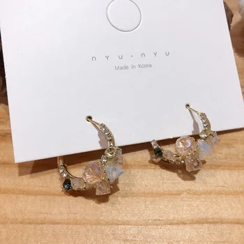 Coreeană nou design moda bijuterii rafinat lucrate manual, piatra de cristal cercei elegante, pline de culoare de partid femei cercei