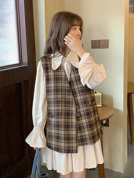 Toate-meci Dulce Îmbătrânirea Rochie cu mâneci Lungi de Femei 2020 Noua Toamna-coreeană stil Elegant de Culoare Solidă Guler de Papusa rochie cu Maneci Lungi