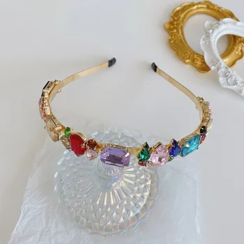 Mare de Cristal Bijuterie în stil Baroc Benzi Pentru Femei Diamond Accesorii de Par Pearl Bentita pentru Fete Coroana de Flori Bentițe Folie Cap