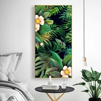 Nordic Panza Pictura Proaspătă Verde Frunze Mari Nordic Canvas Postere Si Printuri Plante Tropicale Pop Home Decor Living Decorul Camerei