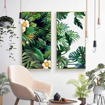 Nordic Panza Pictura Proaspătă Verde Frunze Mari Nordic Canvas Postere Si Printuri Plante Tropicale Pop Home Decor Living Decorul Camerei