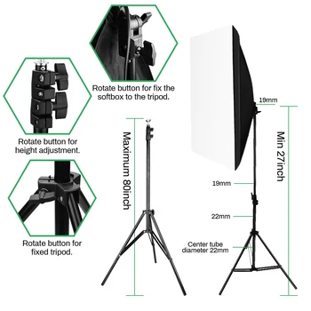 Fotografie Dreptunghi Softbox Kit de Iluminat 50x70CM Profesională Continuă a Sistemului de iluminare Stand Lumina Pentru Fotografia de Studio Echipamente