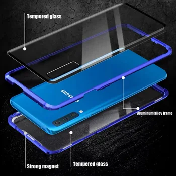 Metal Magnetic Caz Pentru Samsung Galaxy Nota 10 Pro 8 9 S10 Lite S9 S8 S20 Ultra Plus A50 A70 A51 A71 A81 Lateral Dublu capac de Sticlă