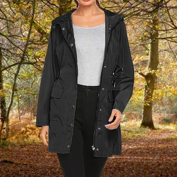 Nou Stil Pentru Femei Cu Gluga Windcoat Pelerina De Ploaie În Aer Liber, Drumeții Haină Lungă Jacheta Sport De Toamnă Caldă Uza De Camping Haină De Lumină Greutate