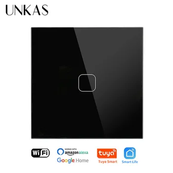 UNKAS 1 Gasca UE/marea BRITANIE Standard WIFI Touch Comutator Alb Negru Auriu Cu Cristal de Sticlă Panou de Tuya Aplicația Smart Home Atingeți Comutatorul de lumini