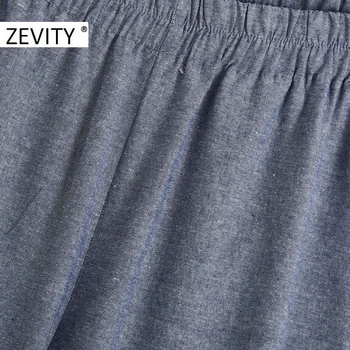 Zevity Noi Femei Vintage De Culoare Solidă Tiv Rulati Direct Femme Pantaloni Talie Elastic Pantaloni Doamnelor Retro Chic Casual Pantaloni P954